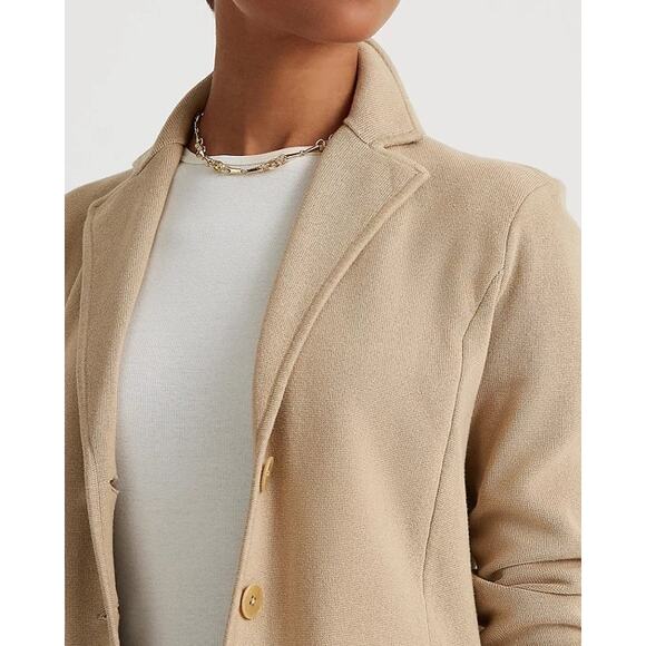 LAUREN RALPH LAUREN Notch Lapel Long Sleeve Cotton Knit Blazer Small - Picture 4 of 9